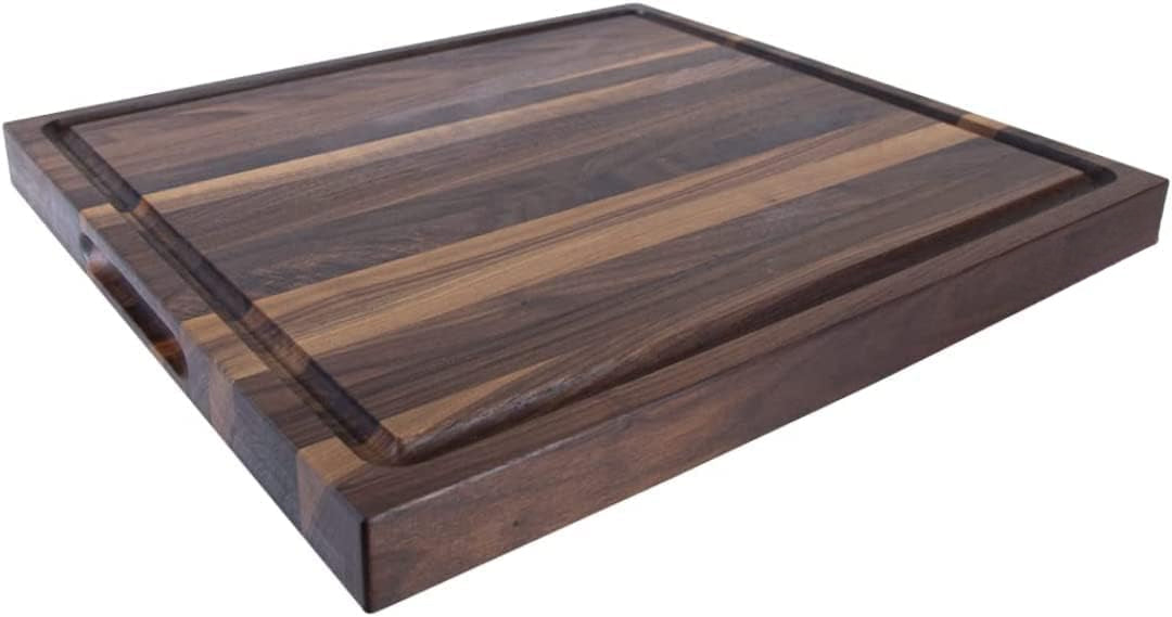 Oversized XL Cutting Board - Heavy Reversible Cutting Board with juice tanks for cutting meat and juicy vegetables is easy - Walnut Cutting Board - 24x18x1.5