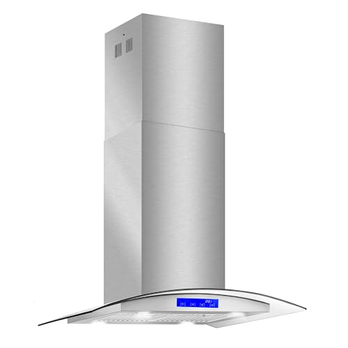 30 in. Collection 380 CFM Ducted Island Range Hood, Soft Touch Controls, LED Lights, Stainless Steel