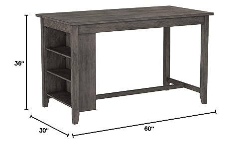 Caitbrook Rustic Counter Height Dining Table with Storage, Dark Gray