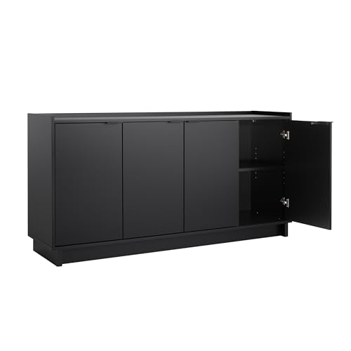 Simply Modern 4 Door Console Table with Storage, Black Storage Cabinet with Doors and Shelves, Sideboard Storage Cabinet 60" W x 30" H x 16" D