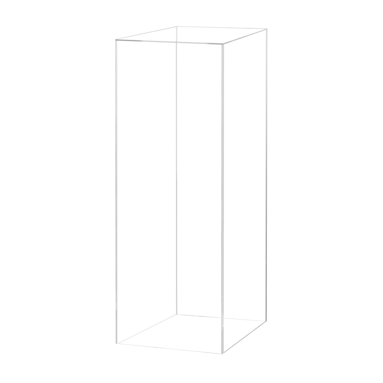 Acrylic Pedestal Display 12" x 12” x 42” Tall Box Riser No Lid Vertical Rectangle Column Clear 5 Sided Showcase Pedestal Tower Podium Art Display Box