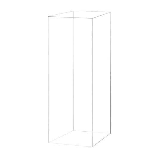 Acrylic Pedestal Display 12" x 12” x 42” Tall Box Riser No Lid Vertical Rectangle Column Clear 5 Sided Showcase Pedestal Tower Podium Art Display Box