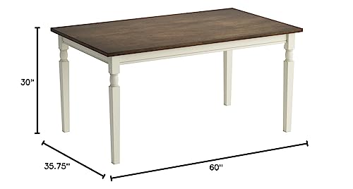 Whitesburg Cottage Dining Table, Seats up to 6, Brown & Antique White