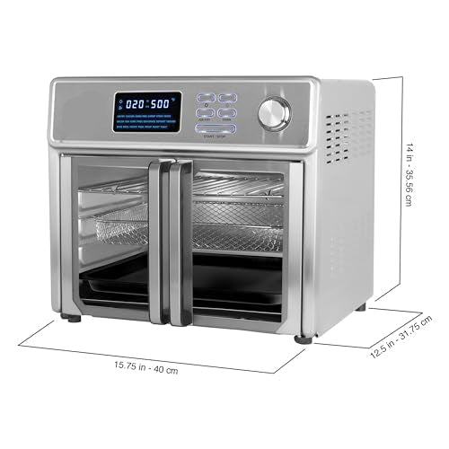 Digital Air Fryer Oven, 26 Quart, 10-in-1 Countertop Toaster Oven & Air Fryer Combo-21 Presets up to 500 degrees, Includes 9 Accessories & Cookbook