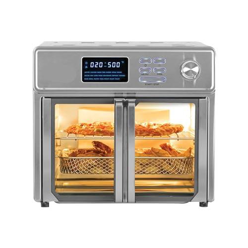 Digital Air Fryer Oven, 26 Quart, 10-in-1 Countertop Toaster Oven & Air Fryer Combo-21 Presets up to 500 degrees, Includes 9 Accessories & Cookbook