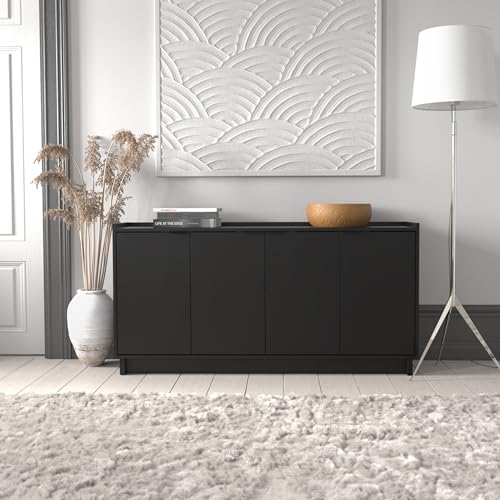 Simply Modern 4 Door Console Table with Storage, Black Storage Cabinet with Doors and Shelves, Sideboard Storage Cabinet 60" W x 30" H x 16" D