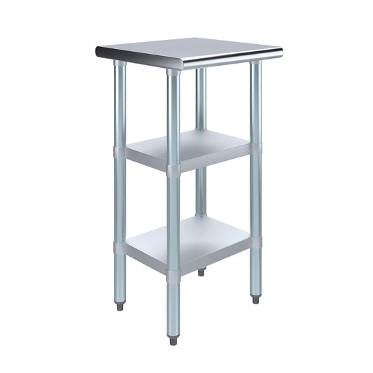 AmGood Stainless Steel Work Table with 2 Shelves | NSF | Metal Utility Table (18" Long x 18" Deep)