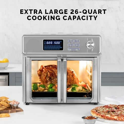 Digital Air Fryer Oven, 26 Quart, 10-in-1 Countertop Toaster Oven & Air Fryer Combo-21 Presets up to 500 degrees, Includes 9 Accessories & Cookbook