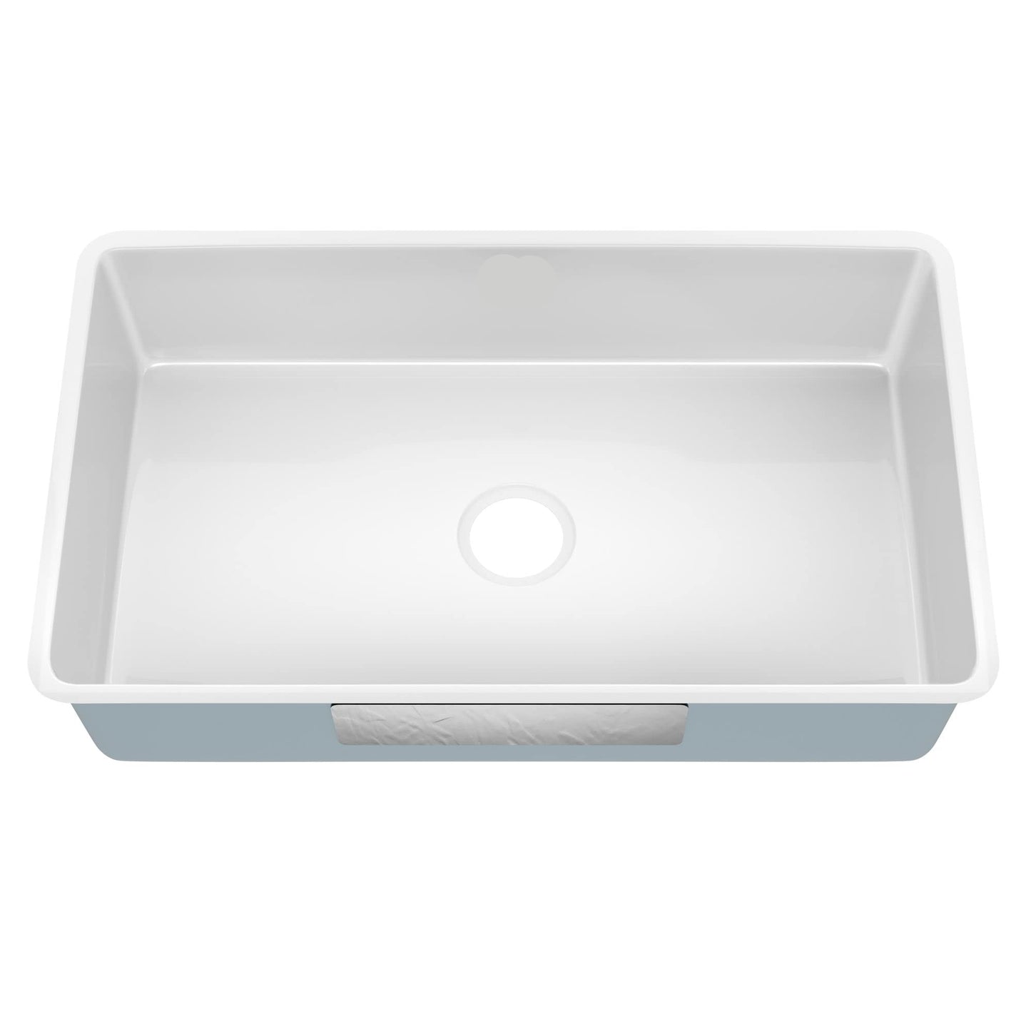 Pintura 32-inch Porcelain Enameled Steel Undermount Single Bowl Kitchen Sink in White