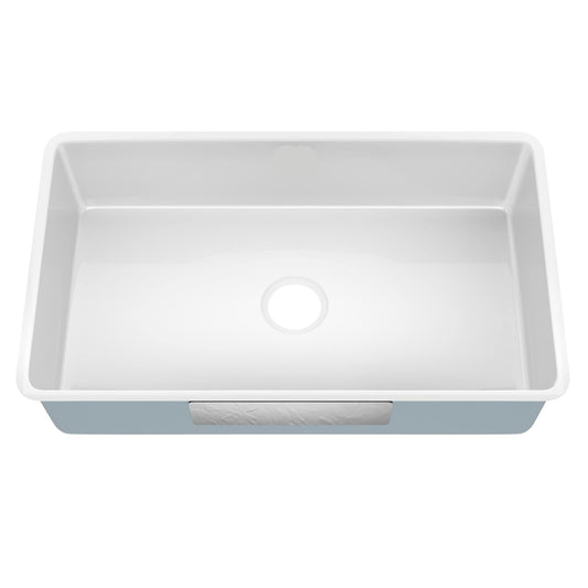 Pintura 32-inch Porcelain Enameled Steel Undermount Single Bowl Kitchen Sink in White