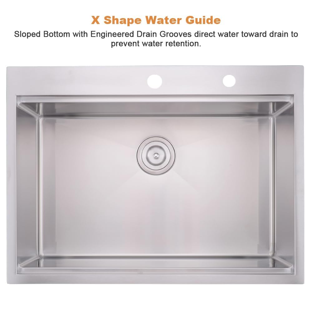 33 Inch Drop In Kitchen Sink Worktation-33x22 Drop In Sink Top Mount Stainless Steel Kitchen Sink 16 Gauge Workstation Kitchen Sink Deep Single Bowl Kitchen Sink with Cutting Board