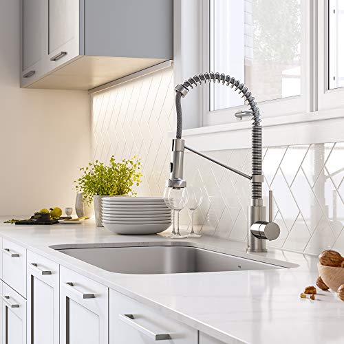 Ellis Kitchen Combo Set with 33-inch 16 Gauge Undermount Kitchen Sink and Bolden 18-inch Pull-Down Commercial Style Kitchen Faucet, Spot Free Stainless Steel Finish