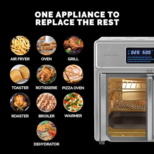 Digital Air Fryer Oven, 26 Quart, 10-in-1 Countertop Toaster Oven & Air Fryer Combo-21 Presets up to 500 degrees, Includes 9 Accessories & Cookbook