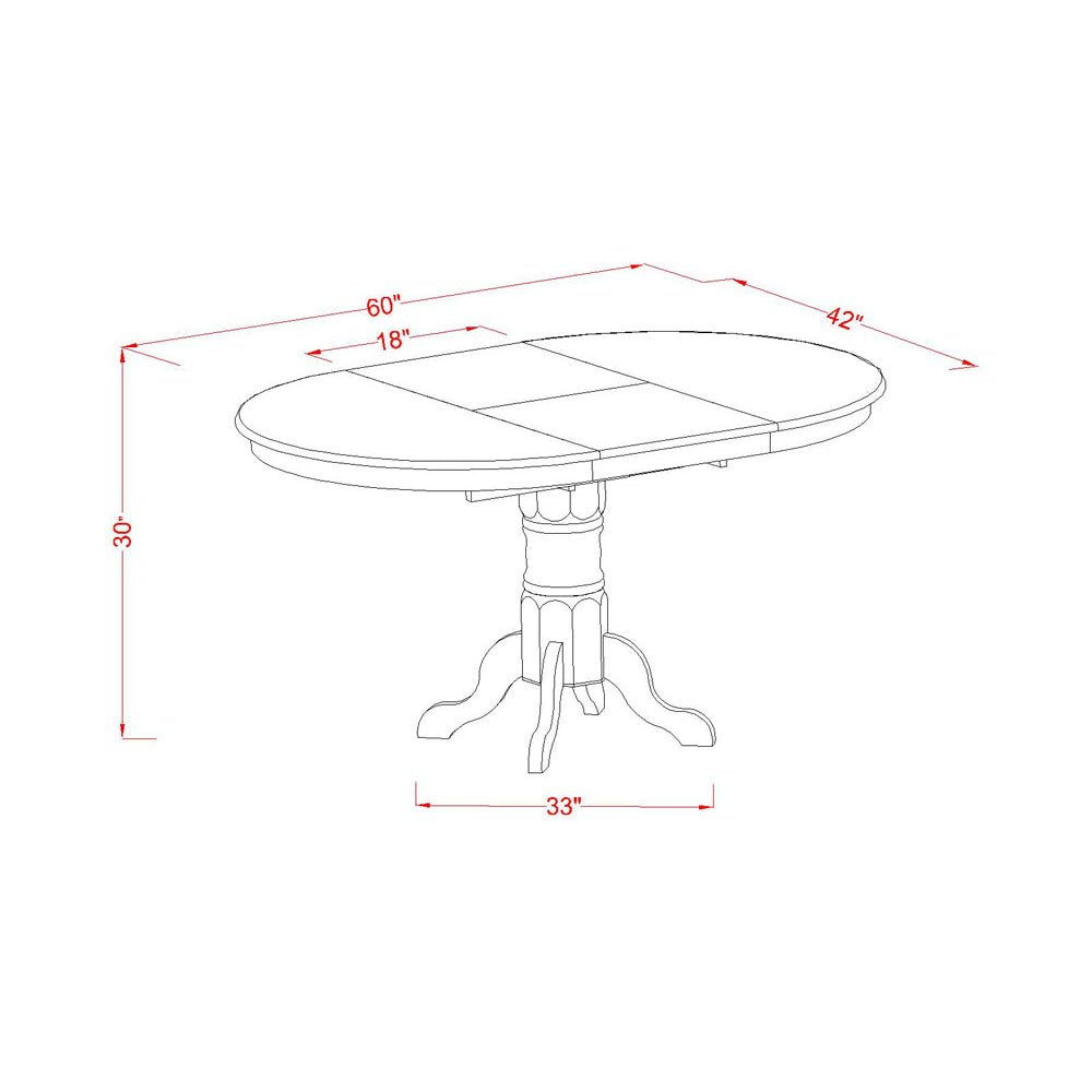 5 Piece Kitchen Table & Chairs Set Includes an Oval Dining Room Table with Butterfly Leaf and 4 Linen Fabric Upholstered Chairs, 42x60 Inch, Espresso