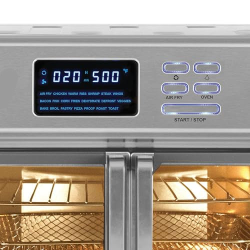 Digital Air Fryer Oven, 26 Quart, 10-in-1 Countertop Toaster Oven & Air Fryer Combo-21 Presets up to 500 degrees, Includes 9 Accessories & Cookbook