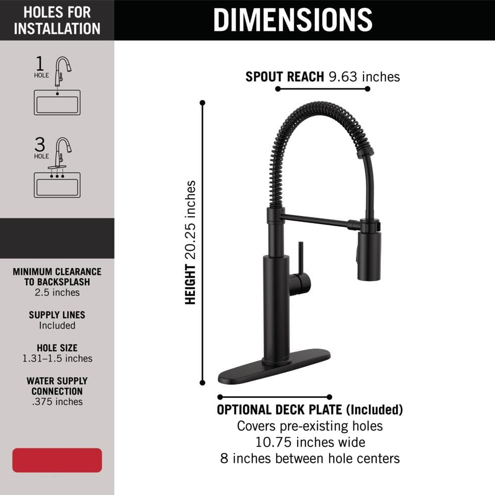 Faucet  Black Kitchen with Pull Down Sprayer, Commercial Style Sink Faucet, Faucets for Sinks, Single-Handle, Magnetic Docking Spray Head