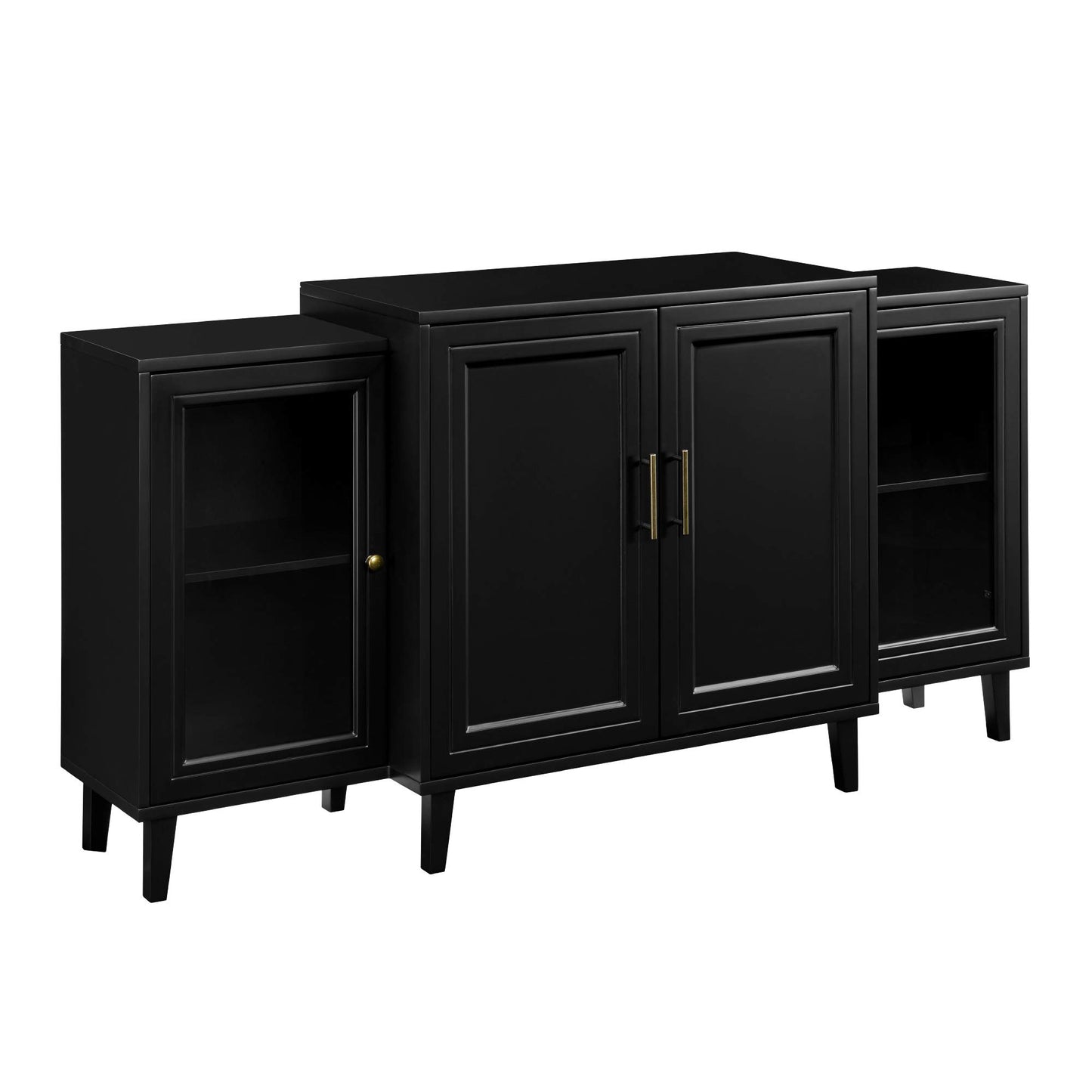 4-Door Tiered Modern-Sideboard-Buffet Stand for Storage, 62, Black