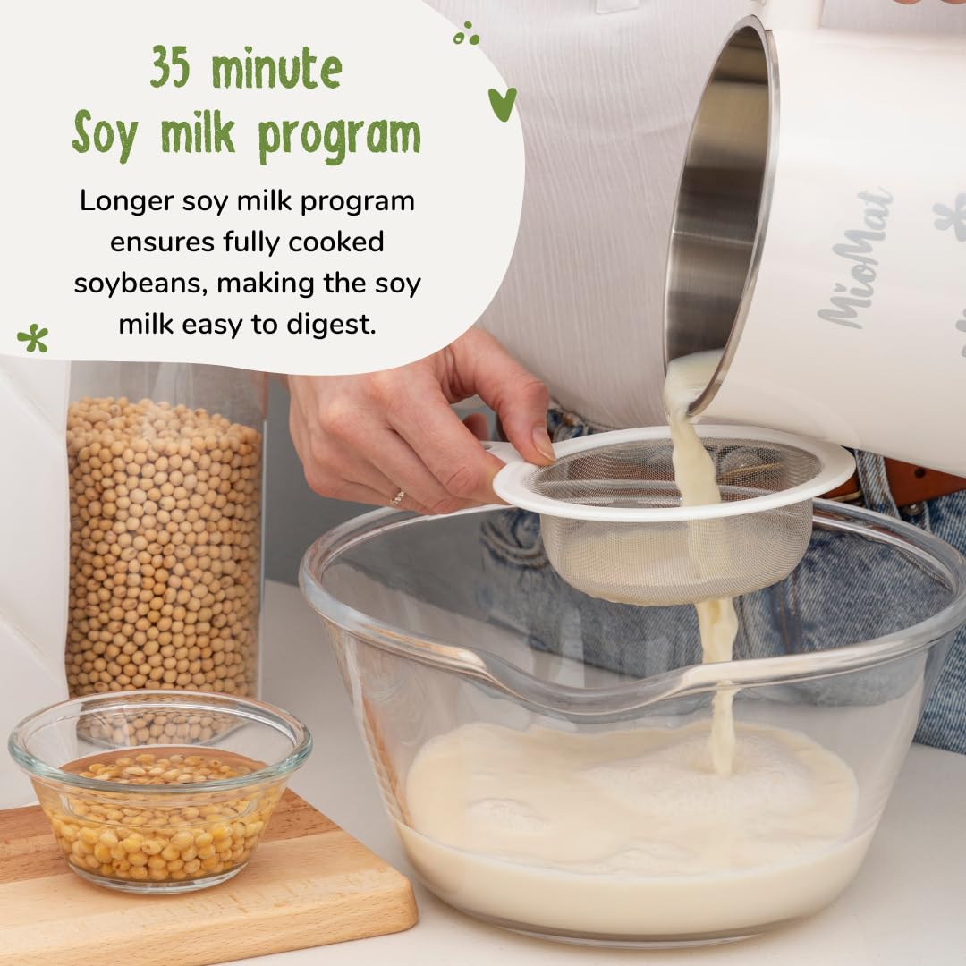 The Soy Milk Maker | Make 43 oz of Homemade Soy Milk With Less Than 7 Minutes of Work | Dedicated Soy Milk Program that Works Both With Dry and Soaked Soybeans | 304 Stainless Steel Interior