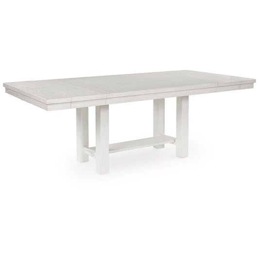 Robbinsdale Casual Removable Center Leaf Dining Extension Table with Trestle Base, White