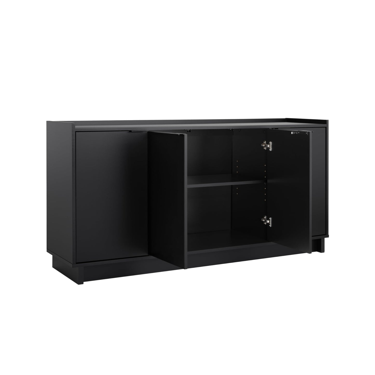 Simply Modern 4 Door Console Table with Storage, Black Storage Cabinet with Doors and Shelves, Sideboard Storage Cabinet 60" W x 30" H x 16" D