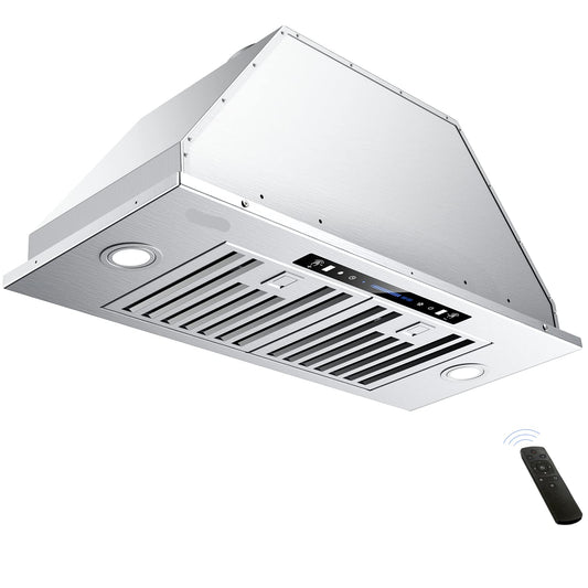 30 inch Built-in/Insert Range Hood 900 CFM, Ducted/Ductless Convertible Duct, Stainless Steel Kitchen Vent Hood with 4 Speed Gesture Sensing&Touch Control Panel(IKB01-30)