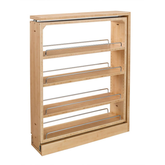 Pullout Shelf Organizer for Base Kitchen or Bathroom Cabinets, Wood Filler Pantry Storage or Spice Rack, Maple, 6" x 23" x 30"