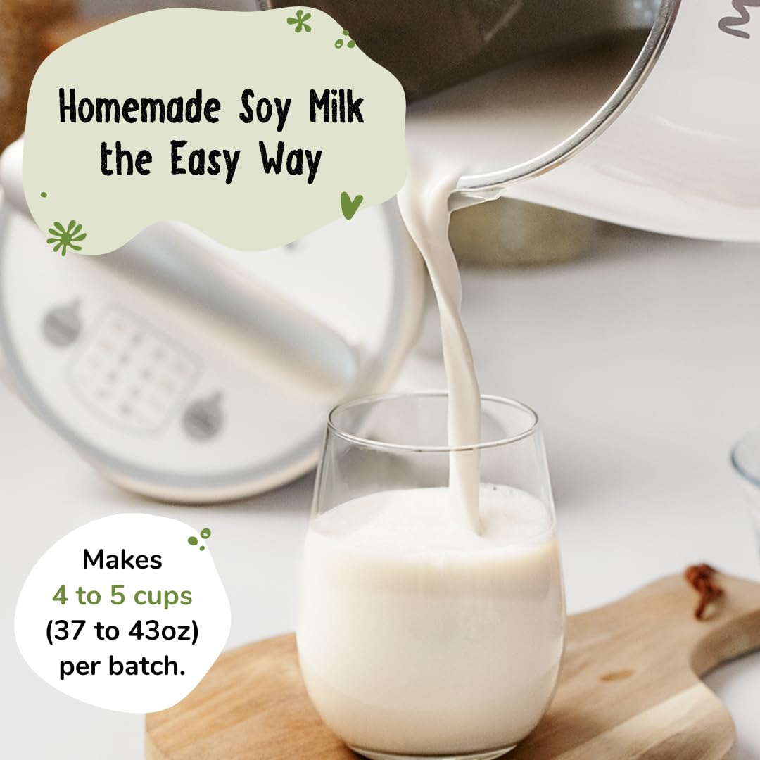 The Soy Milk Maker | Make 43 oz of Homemade Soy Milk With Less Than 7 Minutes of Work | Dedicated Soy Milk Program that Works Both With Dry and Soaked Soybeans | 304 Stainless Steel Interior