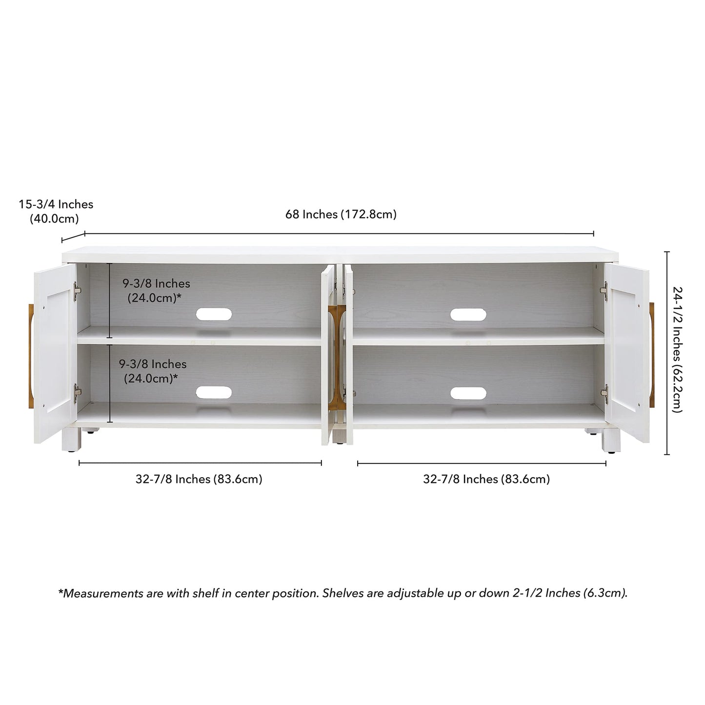 Rectangular TV Stand for TV's up to 80" in White, TV Stands for the Living Room