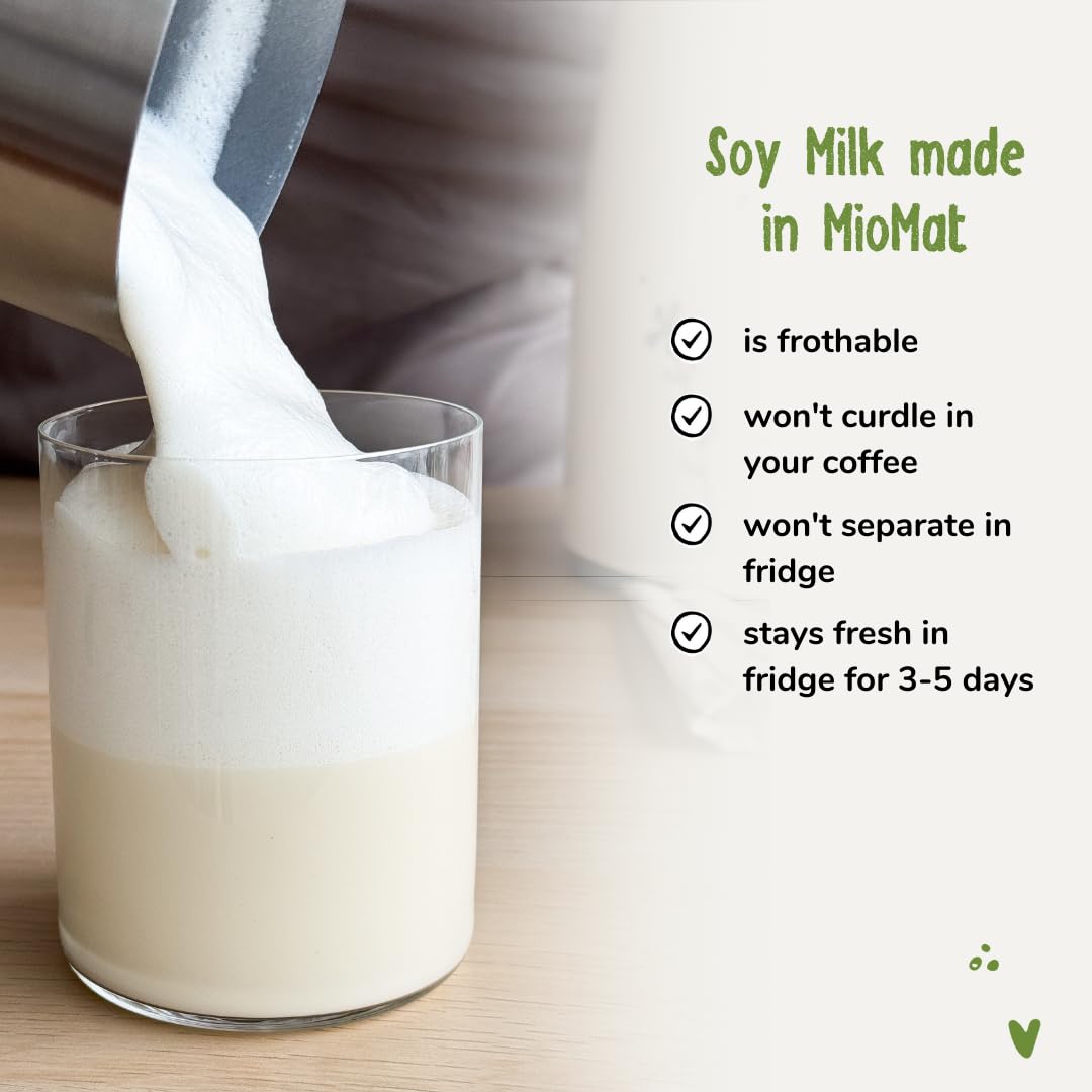 The Soy Milk Maker | Make 43 oz of Homemade Soy Milk With Less Than 7 Minutes of Work | Dedicated Soy Milk Program that Works Both With Dry and Soaked Soybeans | 304 Stainless Steel Interior