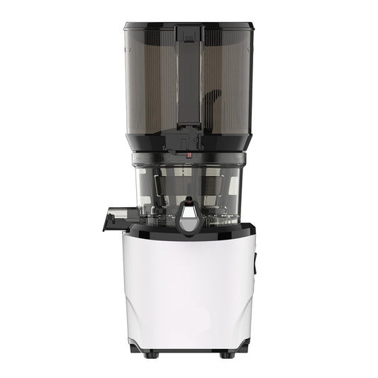 Cold Press Juicer White - Hands-Free Masticating Juicer With 240W Motor - Quiet Electric Machine With 100 Ounce Batching Hopper for Juice, Smoothies, Nut Milk, and Sorbets