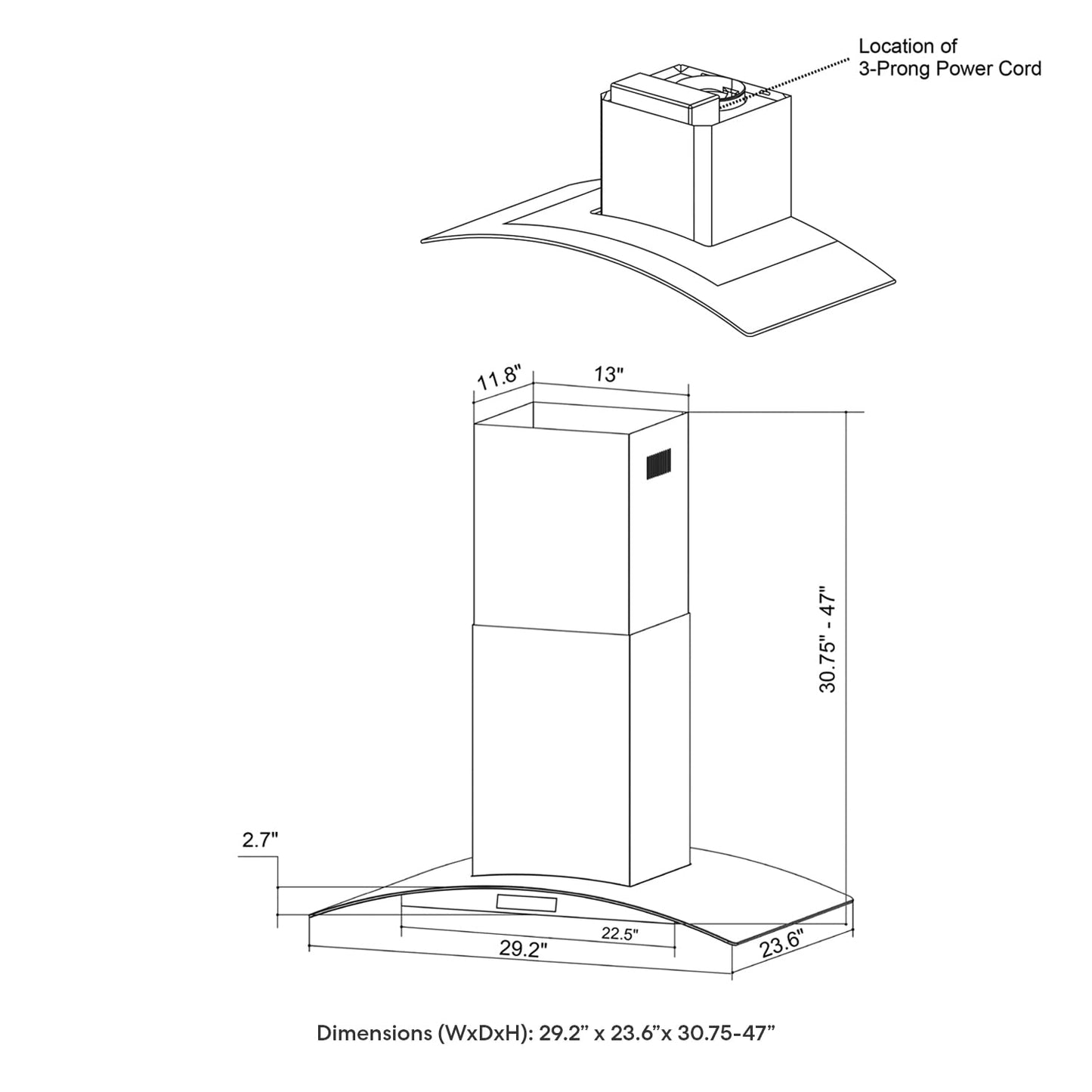 30 in. Collection 380 CFM Ducted Island Range Hood, Soft Touch Controls, LED Lights, Stainless Steel