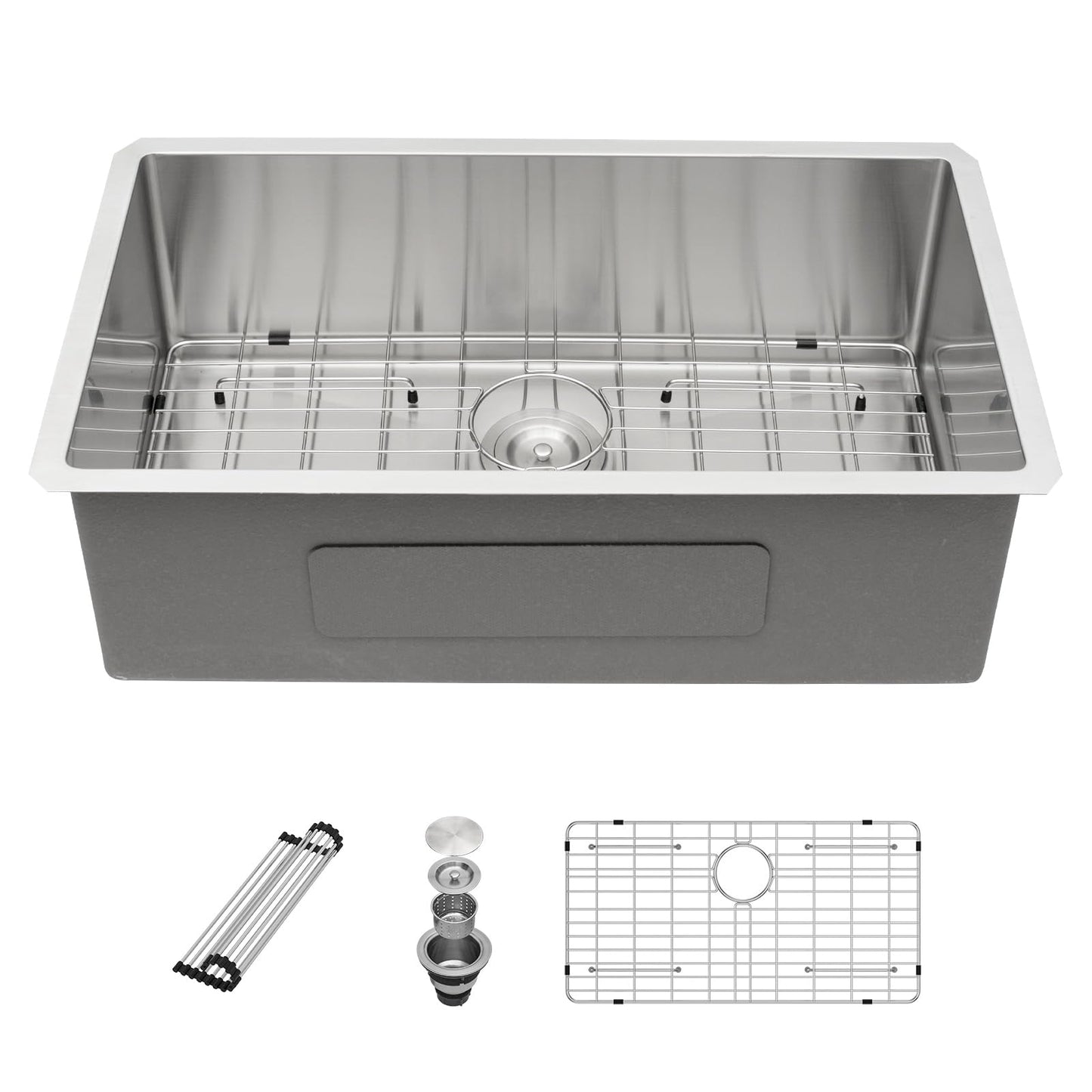 32 Undermount Kitchen Sink Stainless Steel - 32x19 Kitchen Sink Single Bowl Undermount Sink 16 Gauge Round Corner Under Mount Kitchen Sink Basin