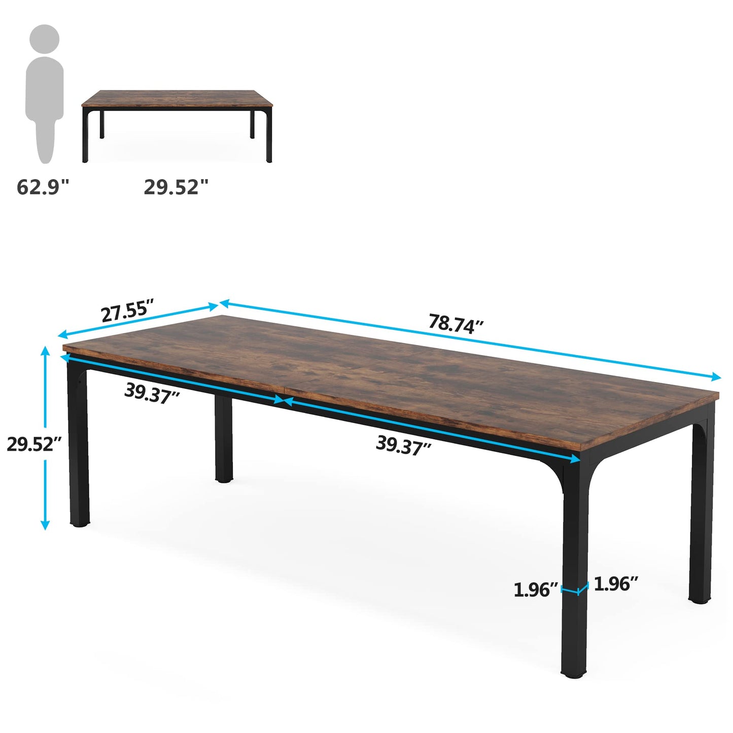 78.7 Inches Extra Long Computer Desk 2 Person Desk, Double Long Desk, Workstaion for Home Office