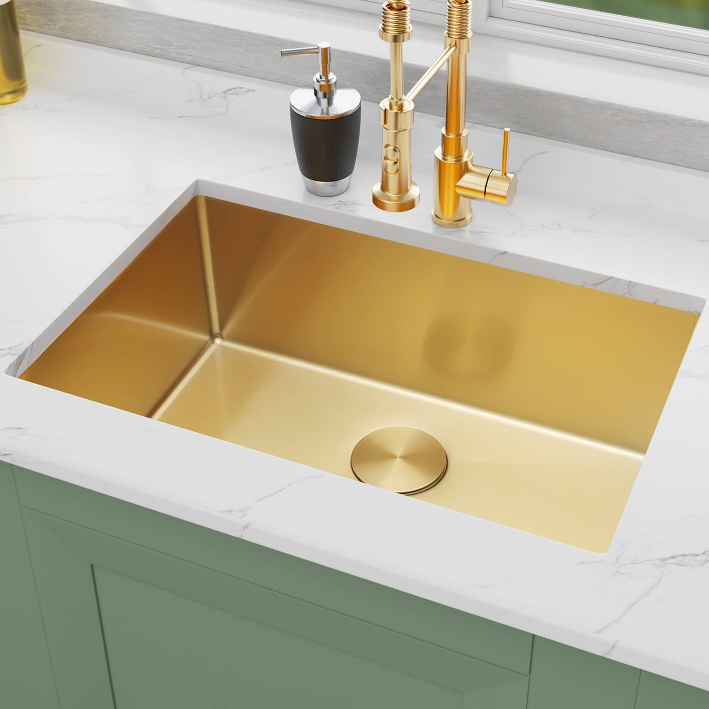 Gold Kitchen Sink 27x18 inch,Undermount Single Bowl Kitchen Sink,Stainless Steel Kitchen Sink