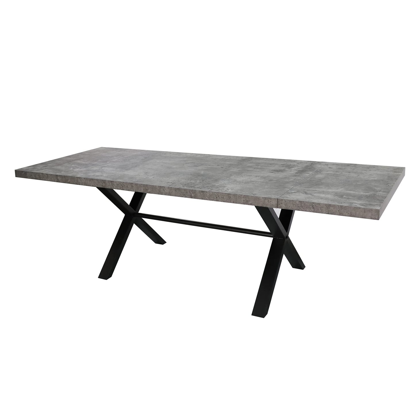 Expandable Dining Table for 6-8 Seat, Modern Rectangle Design with Extension Leaf for Kitchen Restaurant, Thicker Top and Carbon Steel Pedestal