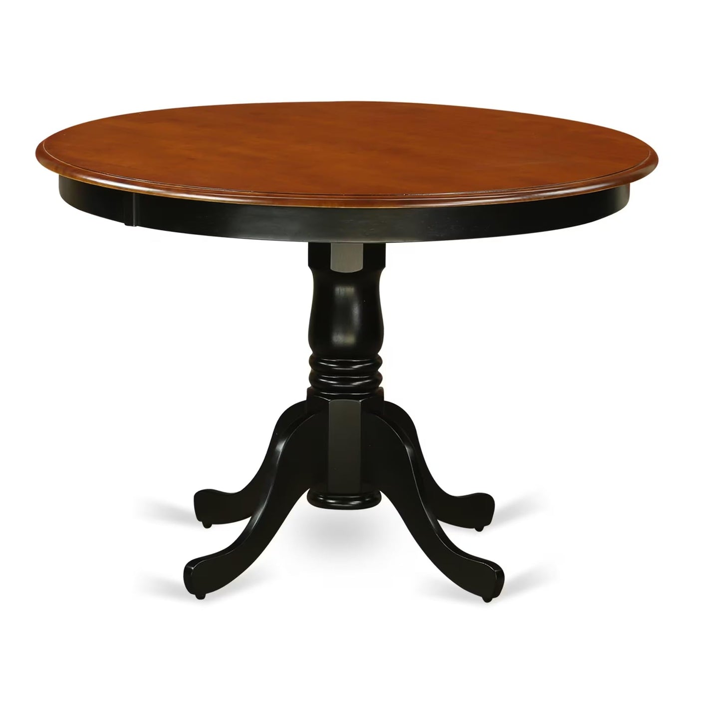 5 Piece Kitchen Table & Chairs Set Includes a Round Dining Room Table with Pedestal and 4 Faux Leather Upholstered Dining Chairs, 42x42 Inch, Black & Cherry