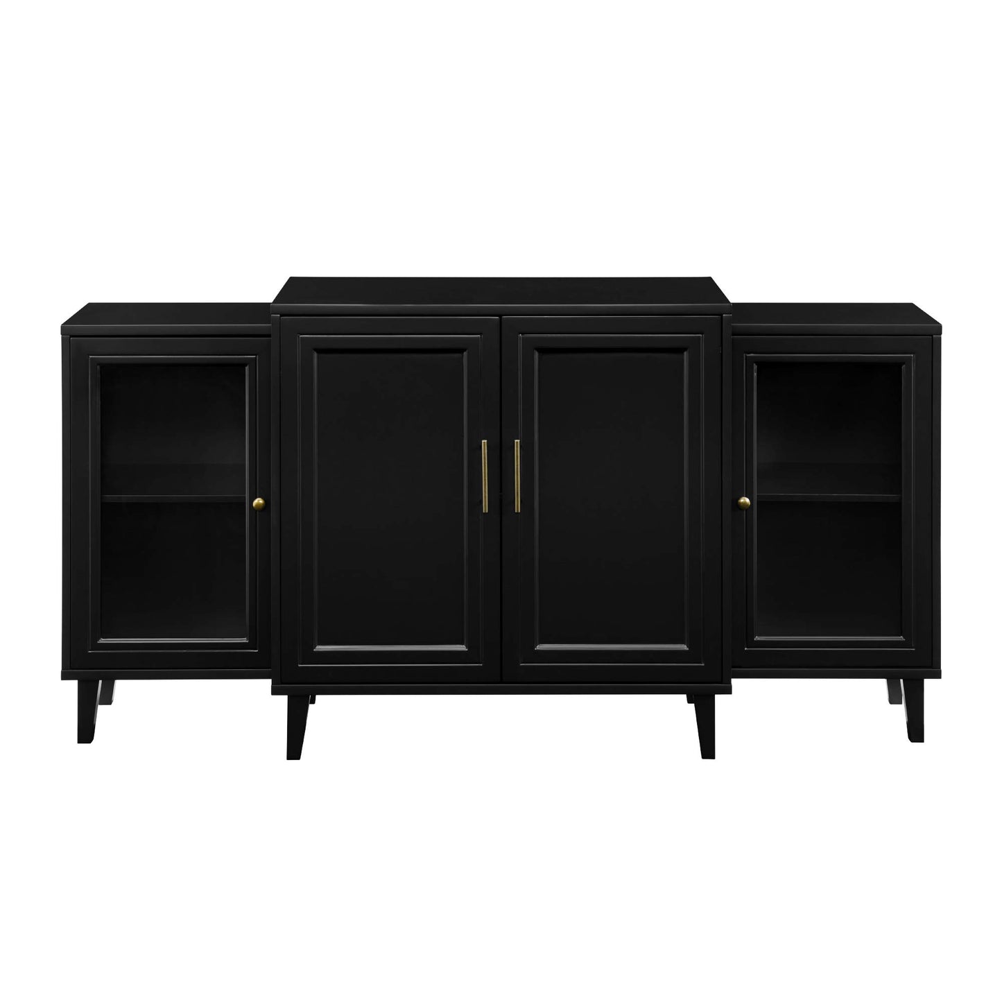 4-Door Tiered Modern-Sideboard-Buffet Stand for Storage, 62, Black