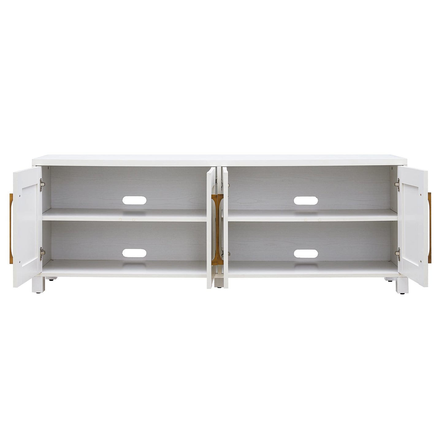 Rectangular TV Stand for TV's up to 80" in White, TV Stands for the Living Room