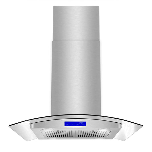 30 in. Collection 380 CFM Ducted Island Range Hood, Soft Touch Controls, LED Lights, Stainless Steel