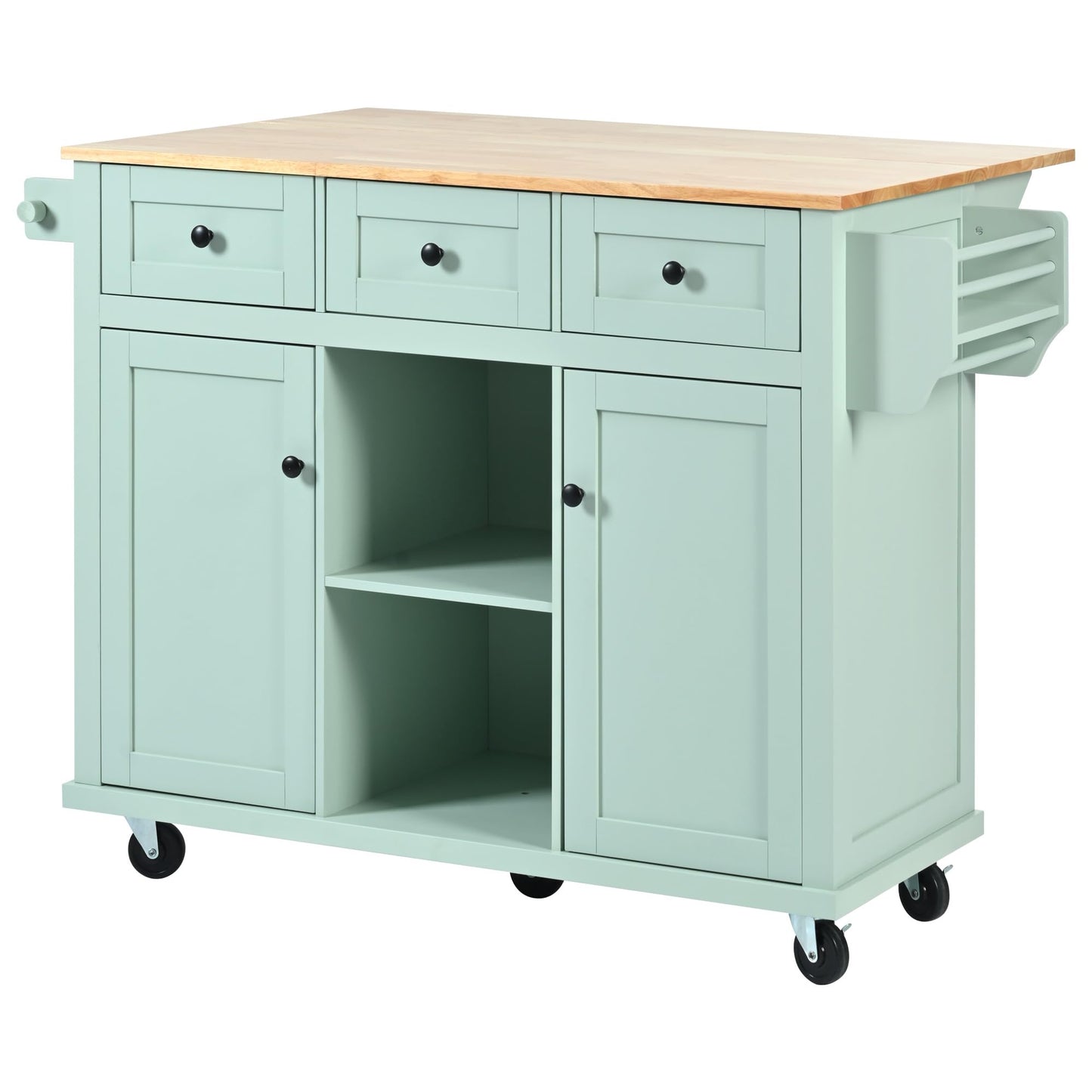 Rolling Kitchen Island with Storage, Moveable Kitchen Island with Drop Leaf, Portable Kitchen Storage Islands & Carts with Drawers and Shelves for Dinning Room