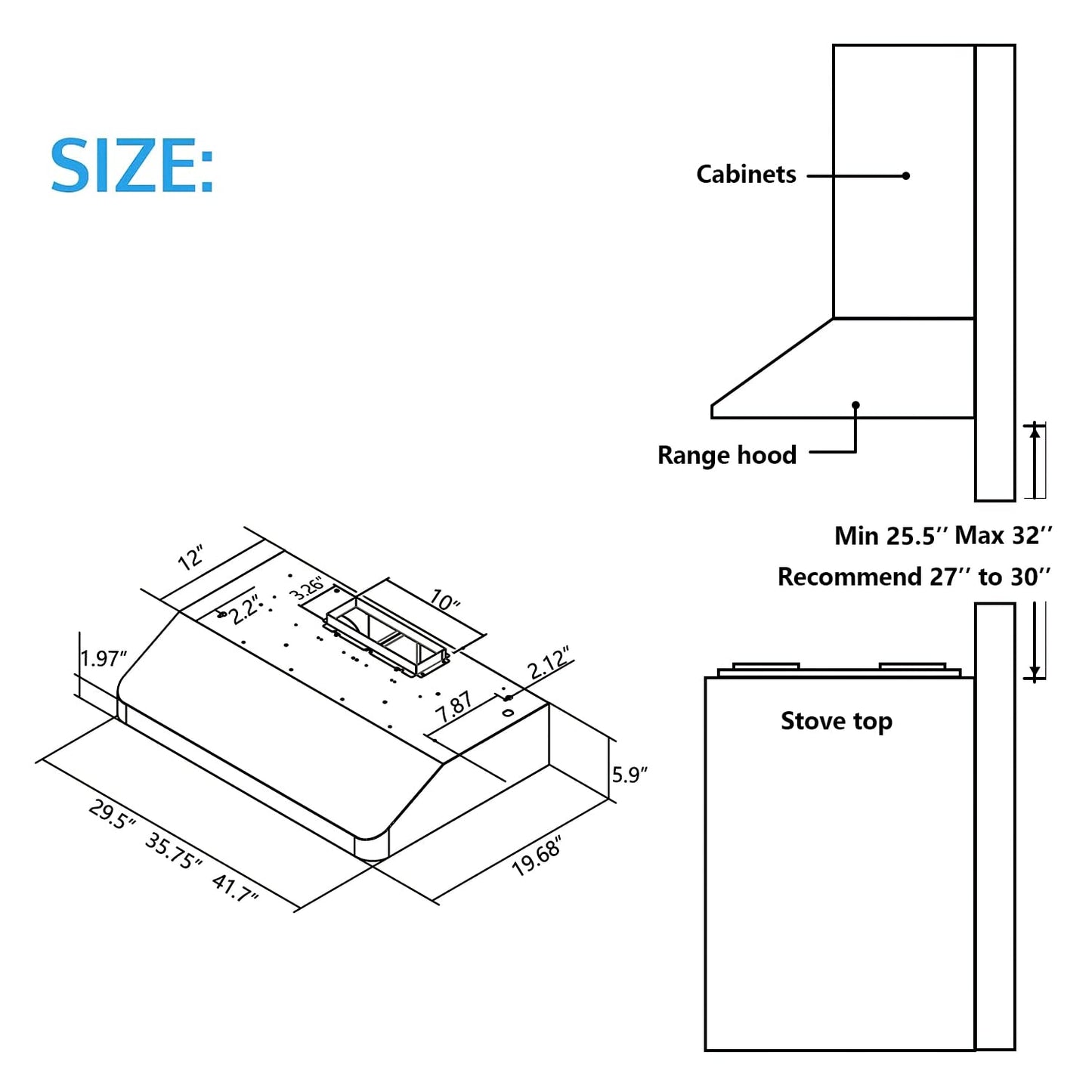 30 Inch Under Cabinet Range Hood with 900-CFM, 4 Speed Gesture Sensing&Touch Control Panel, Stainless Steel Kitchen Vent with 2 Pcs Baffle Filters