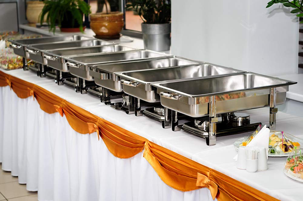 Chafing Dish Buffet Set - Chaffing Dishes Stainless Steel - 8 Chafer and Buffet Warmer Sets with Water Pan, Food Pan, Lid