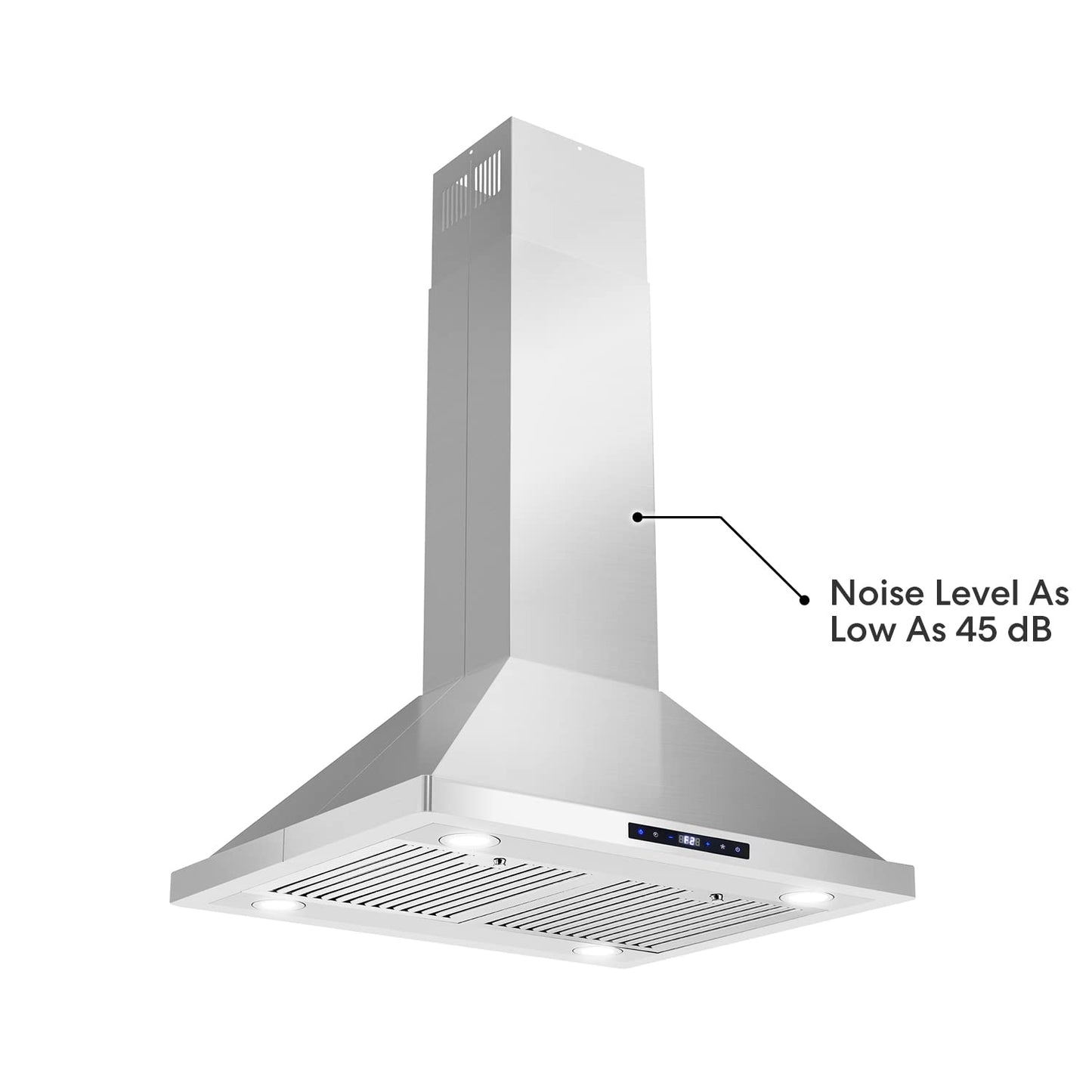 30 in. Collection 380 CFM Ducted Island Range Hood, Soft Touch Controls, LED Lights, Stainless Steel