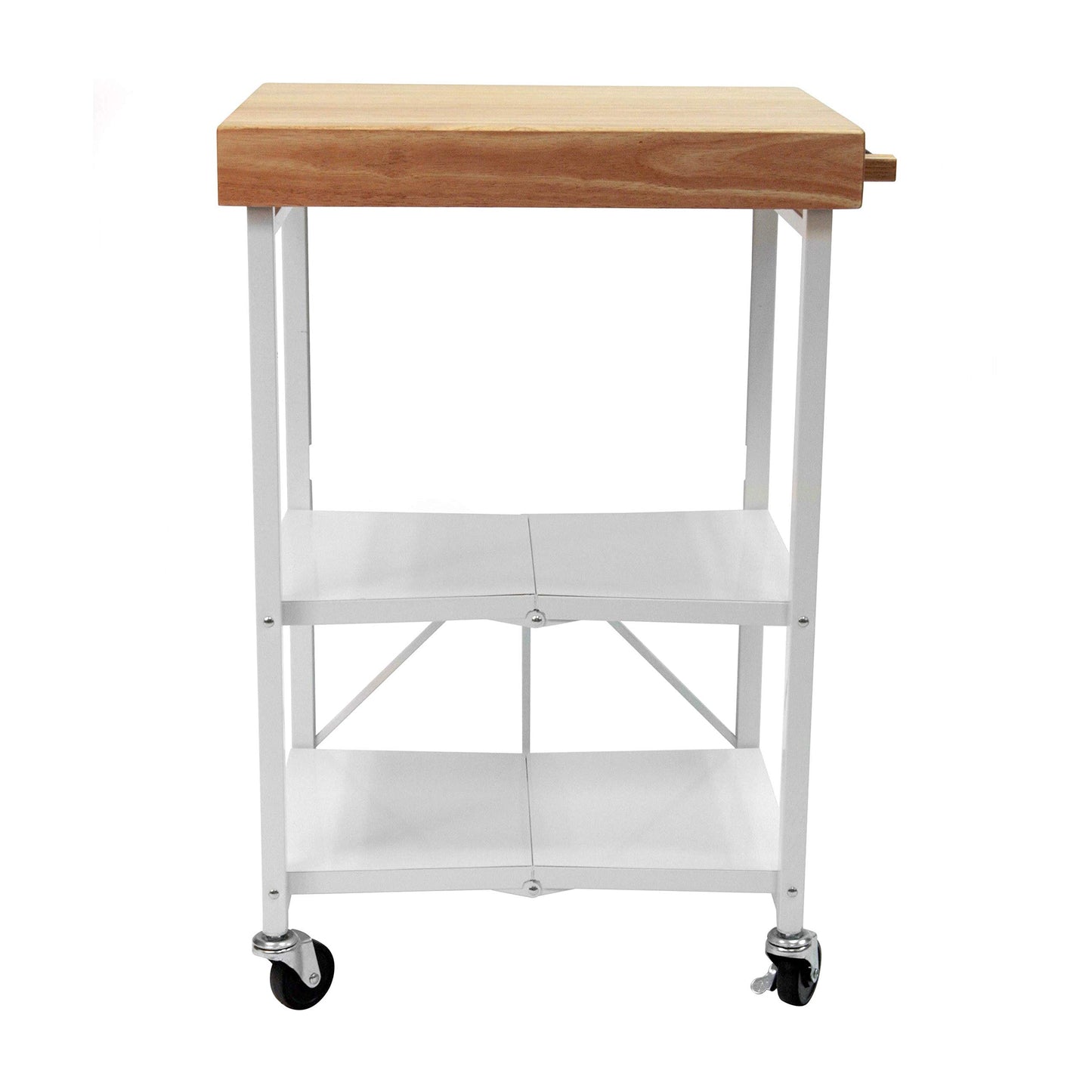 Foldable Storage Cart, Rolling Kitchen Island Storage with Wheels, White