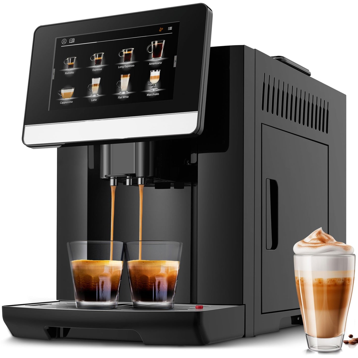 Fully Automatic Espresso Machine With Grinder - 19 Customizable Coffee Options - Auto-Cleaning For Easy Maintenance - Milk-Foam System For Latte, Cappuccino, Macchiato - New Silver