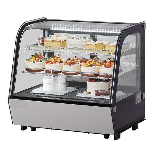 Refrigerated Display Case, 4.2 Cu.Ft./115L Countertop Pastry Display Case, 2-Tier Commercial Display Refrigerator with LED Lighting, TURBO Cooling, Frost-Free Air-Cooling, for Bakery