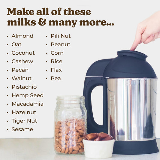 Nut Milk Maker Machine, Plant Based Maker for Homemade Almond, Oat, Cashew Nut Milks & More, Stainless Steel Food Machines, 5-6 Cups Per Batch, 120V