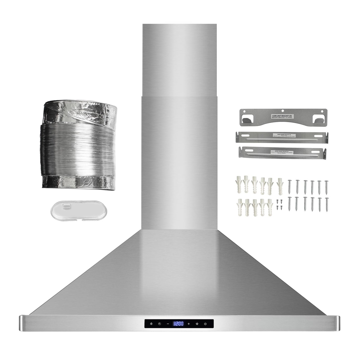 30 in. Collection 380 CFM Ducted Wall Mount Range Hood, Touch Controls, LED Lights, Stainless Steel