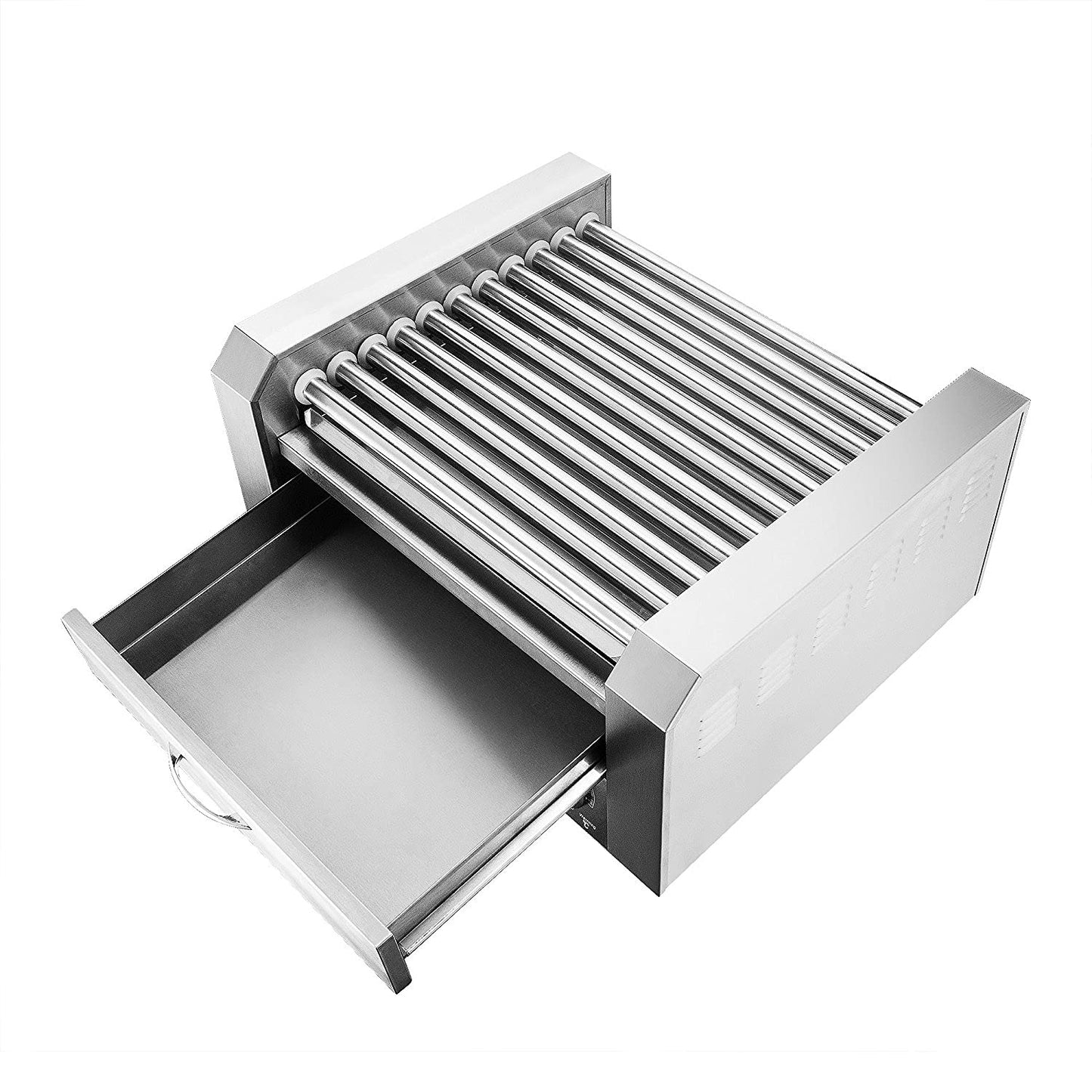 30 Hot Dog Roller Warmer Grill Cooker Machine, Commercial Grade, (with Bun Warmer Drawer, 11 Non-Stick Rollers, 30 Hot Dog Sausage Grill Cooker, and Removable Stainless Steel Drip Tray)