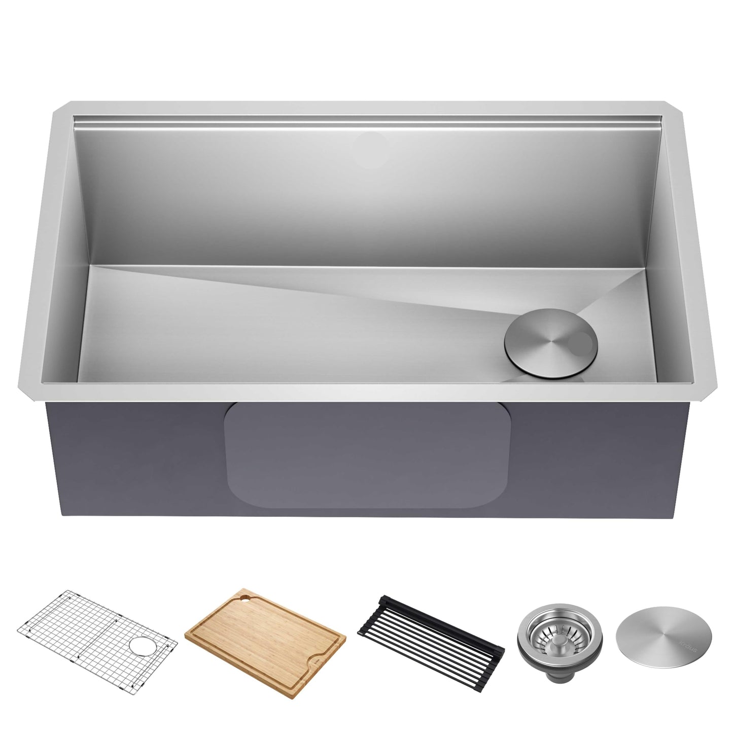 30-Inch Undermount Workstation 16 Gauge Single Bowl Stainless Steel Kitchen Sink with Accessories